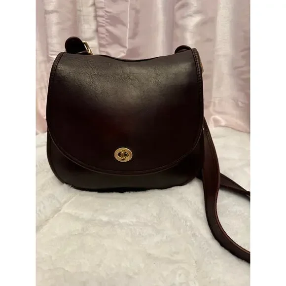 Vintage Coach 9988 Dark Mahogany Crescent Saddle Crossbody Made in / USA - Picture 7 of 14